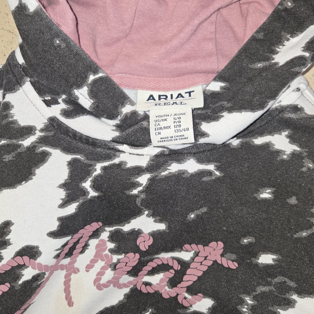 Ariat Charcoal and White Patterned Hoodie with Pink Accents